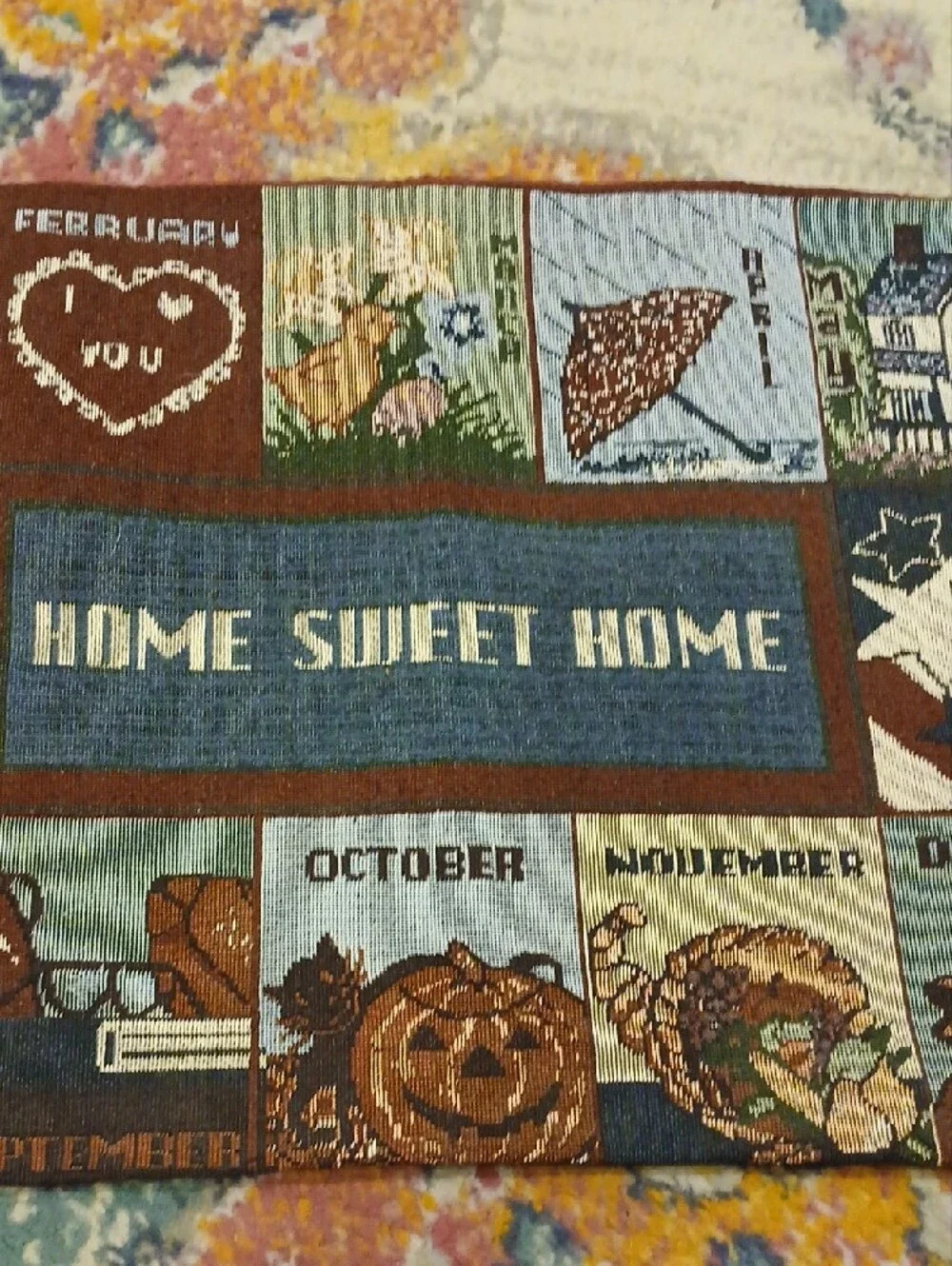 Home Sweet Home Seasonal Panel  Mat - Blue and Brown